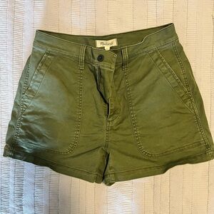 Madewell High-Rise Olive Utility Shorts